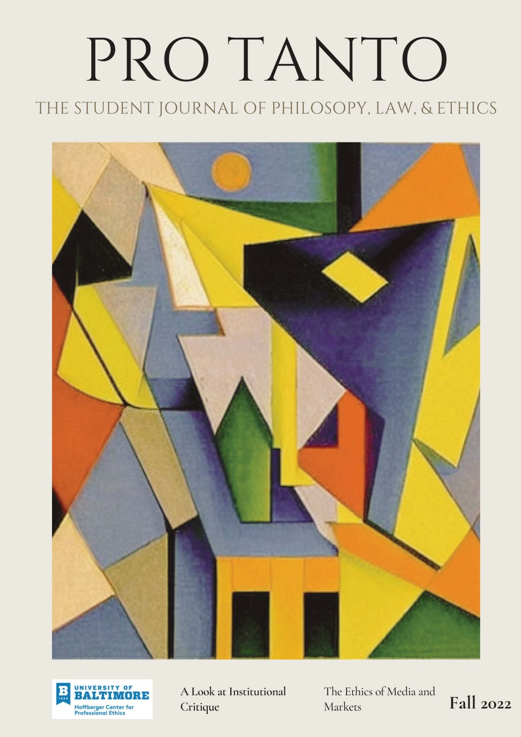 Cover image for PRO TANTO: THE STUDENT JOURNAL OF PHILOSOPHY, LAW, & ETHICS - Fall 2022